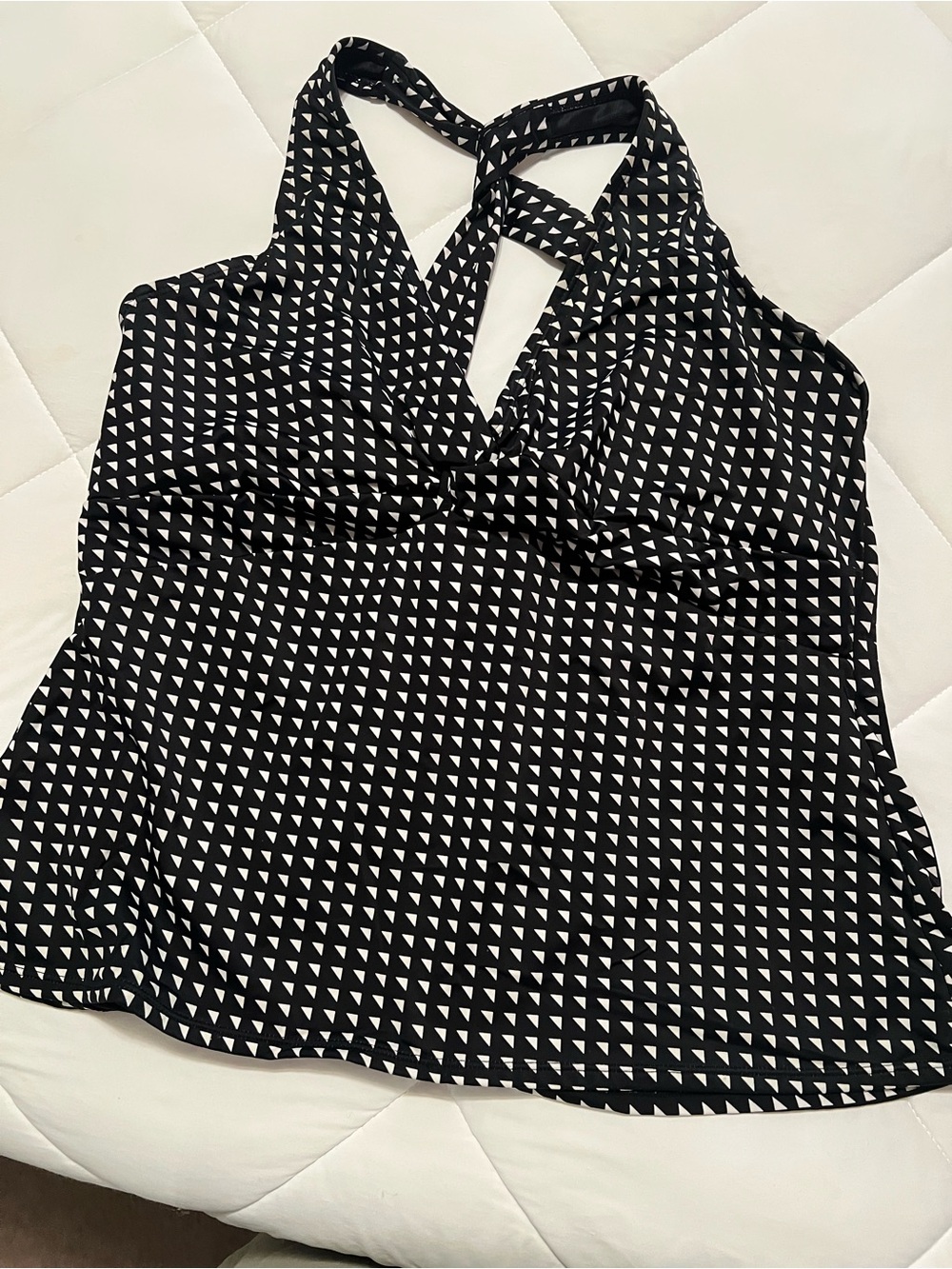 Black & White Triangle Halter Swim Top